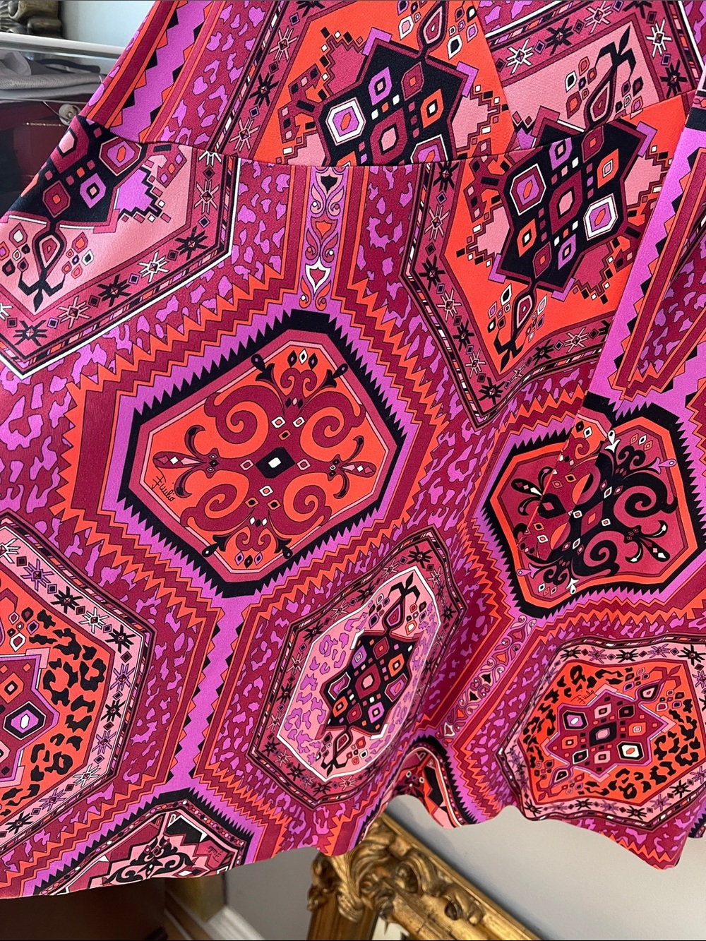 Emilio Pucci Pink & Black Geometric Long Sleeve Midi Dress with belt NEW - Picture 5 of 16